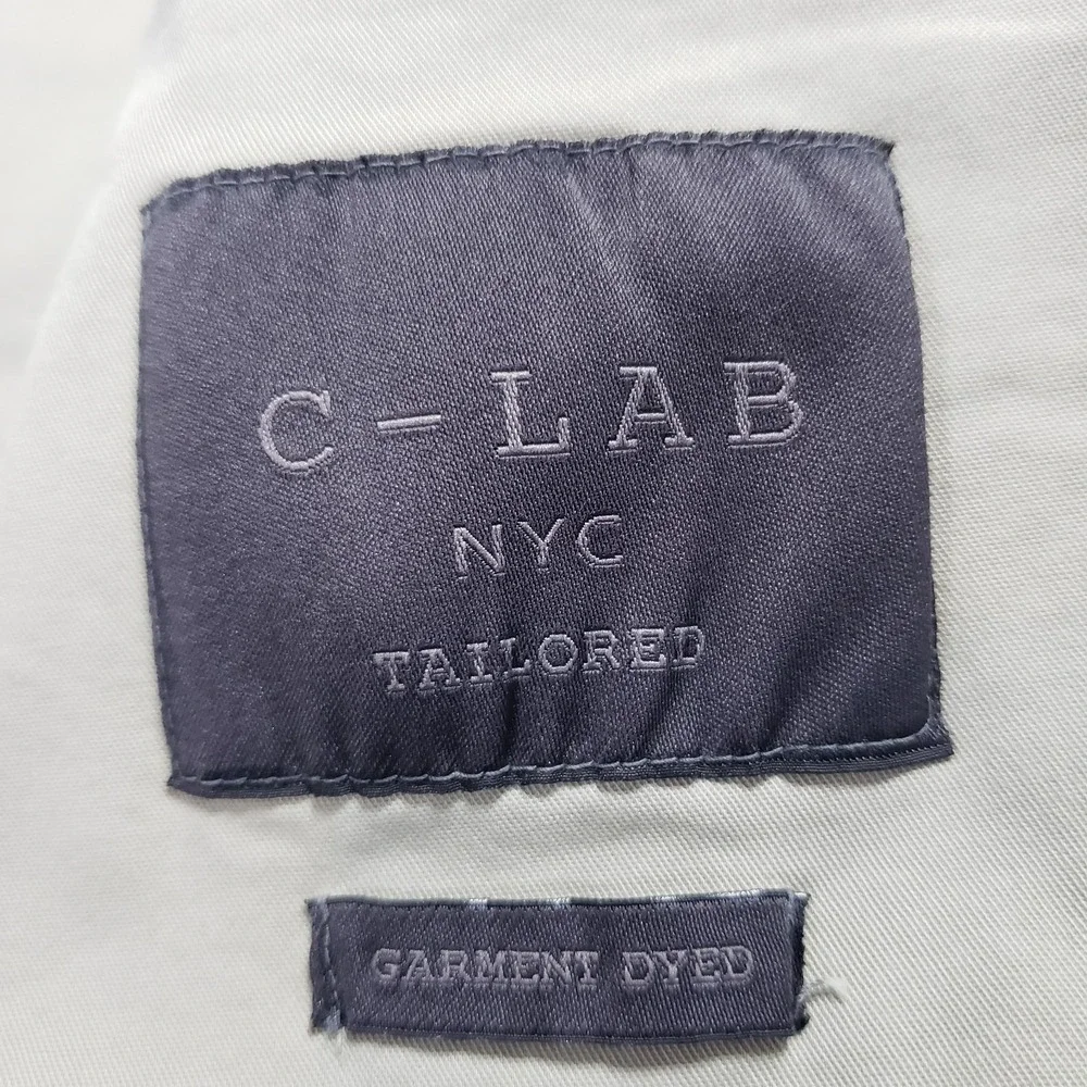 C-LAB NYC Mens 46L Blazer Garment Dyed Stretch Cotton Unlined Beige Lightweight